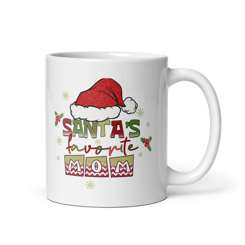 Santa's Favorite Mom White glossy mug