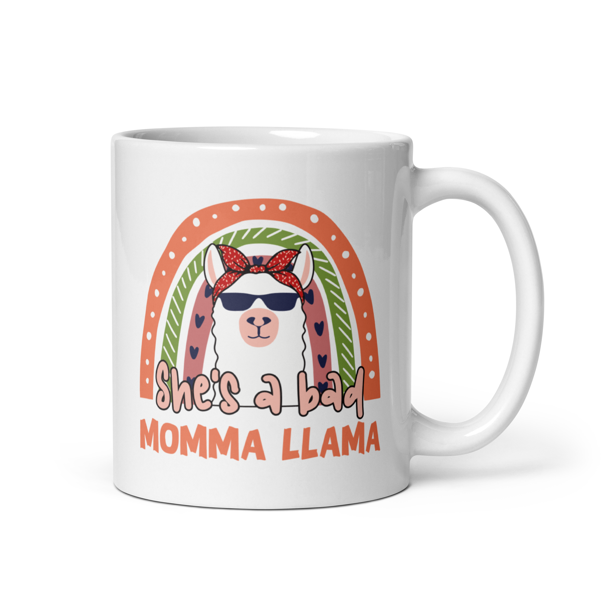 She's A Bad Momma Llama White glossy mug