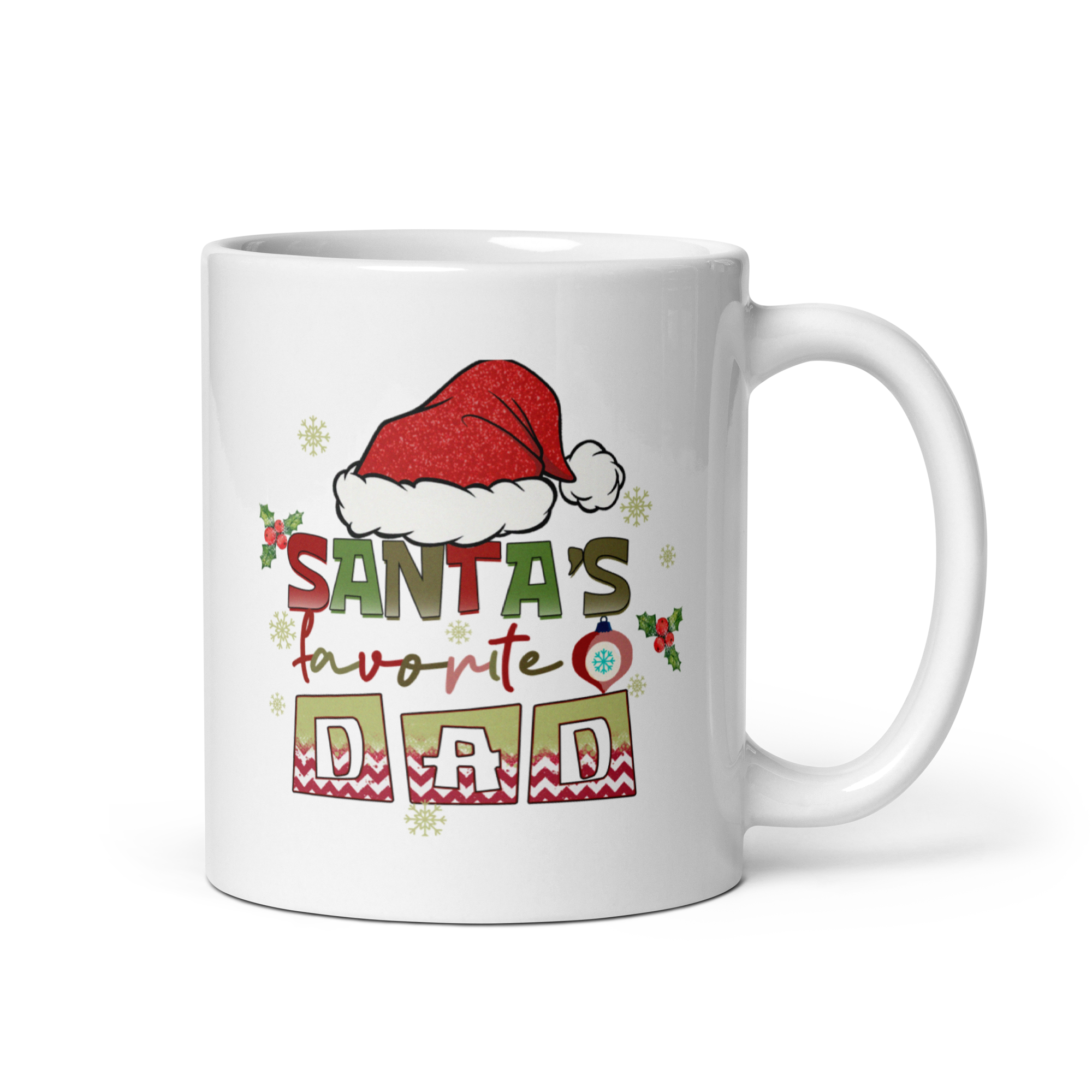 Santa's Favorite Dad White glossy mug