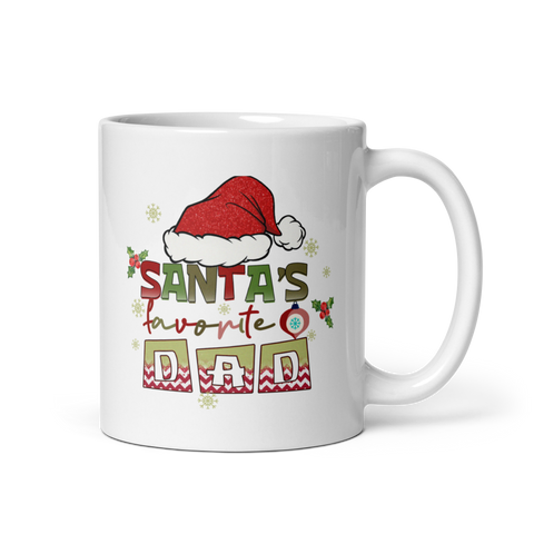 Santa's Favorite Dad White glossy mug