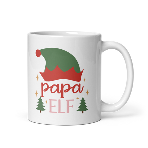 Papa Elf White glossy mug