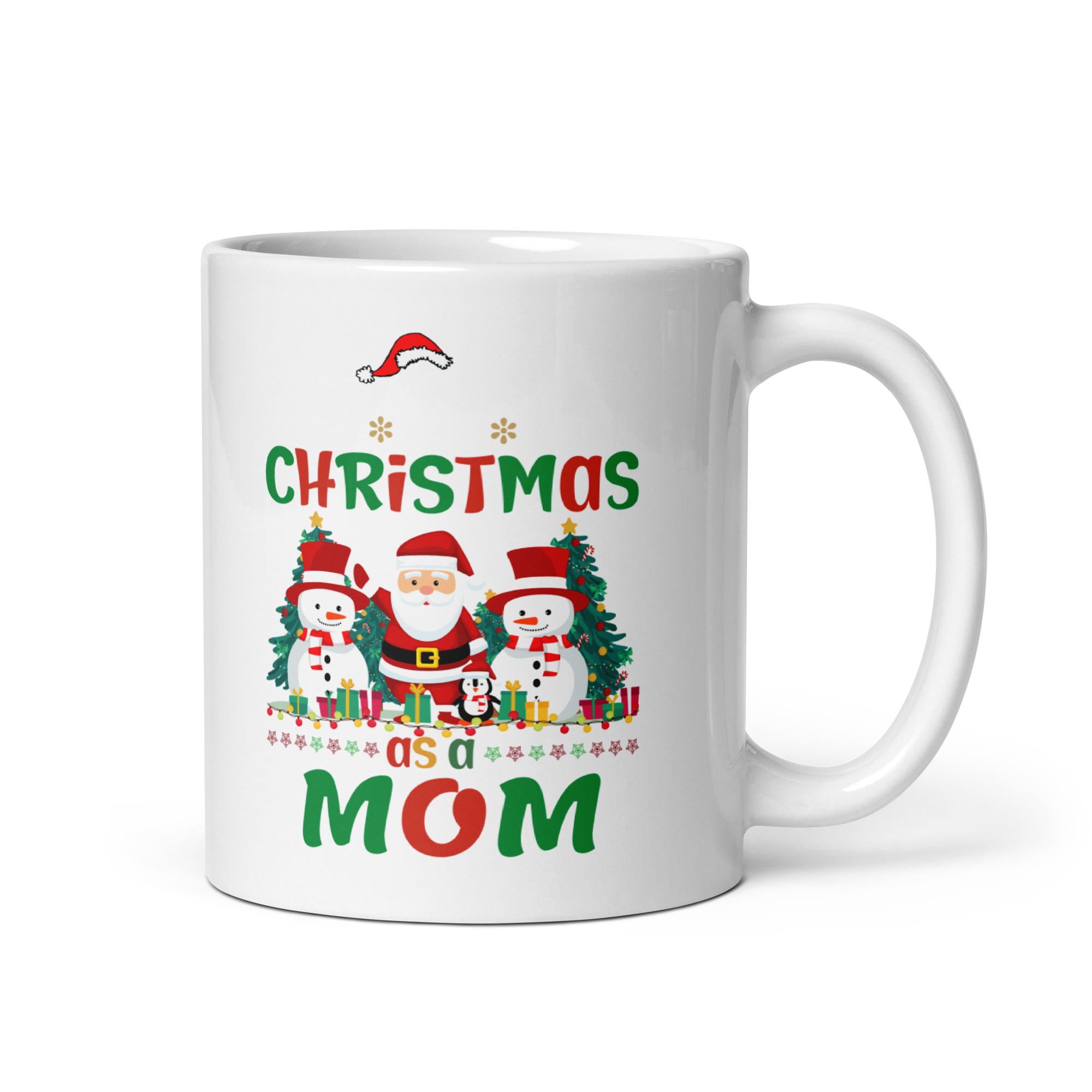 1st Christmas As A Mom White glossy mug