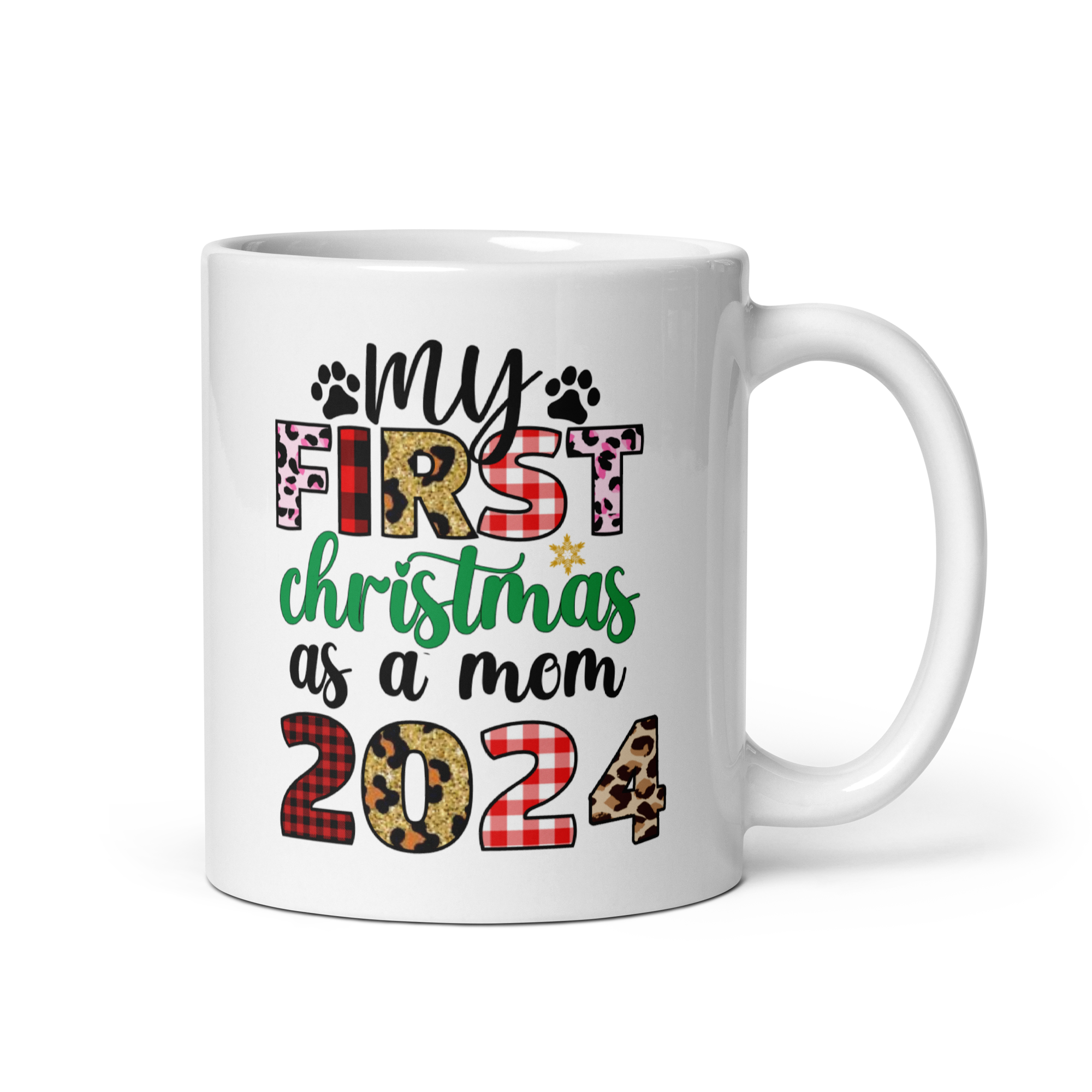 My First Christmas As A mom 2024 White glossy mug