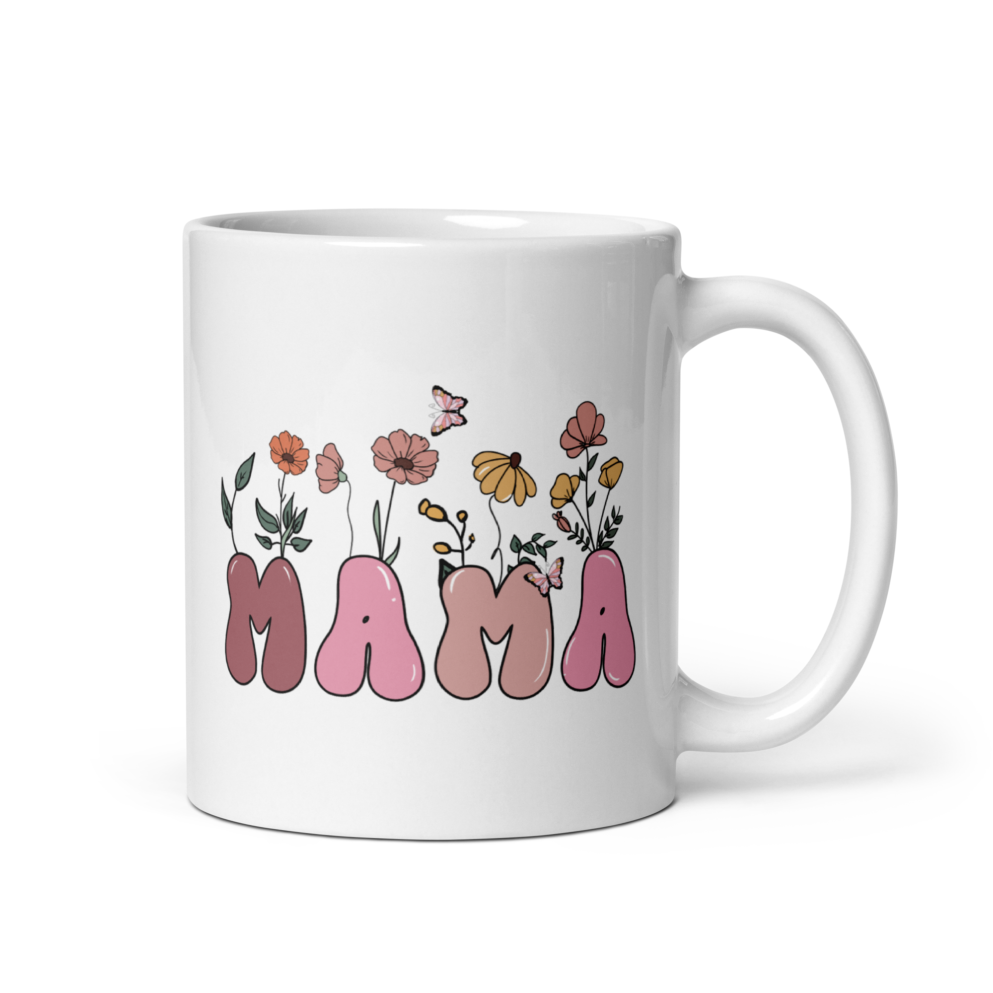 Floral Mama White glossy mug