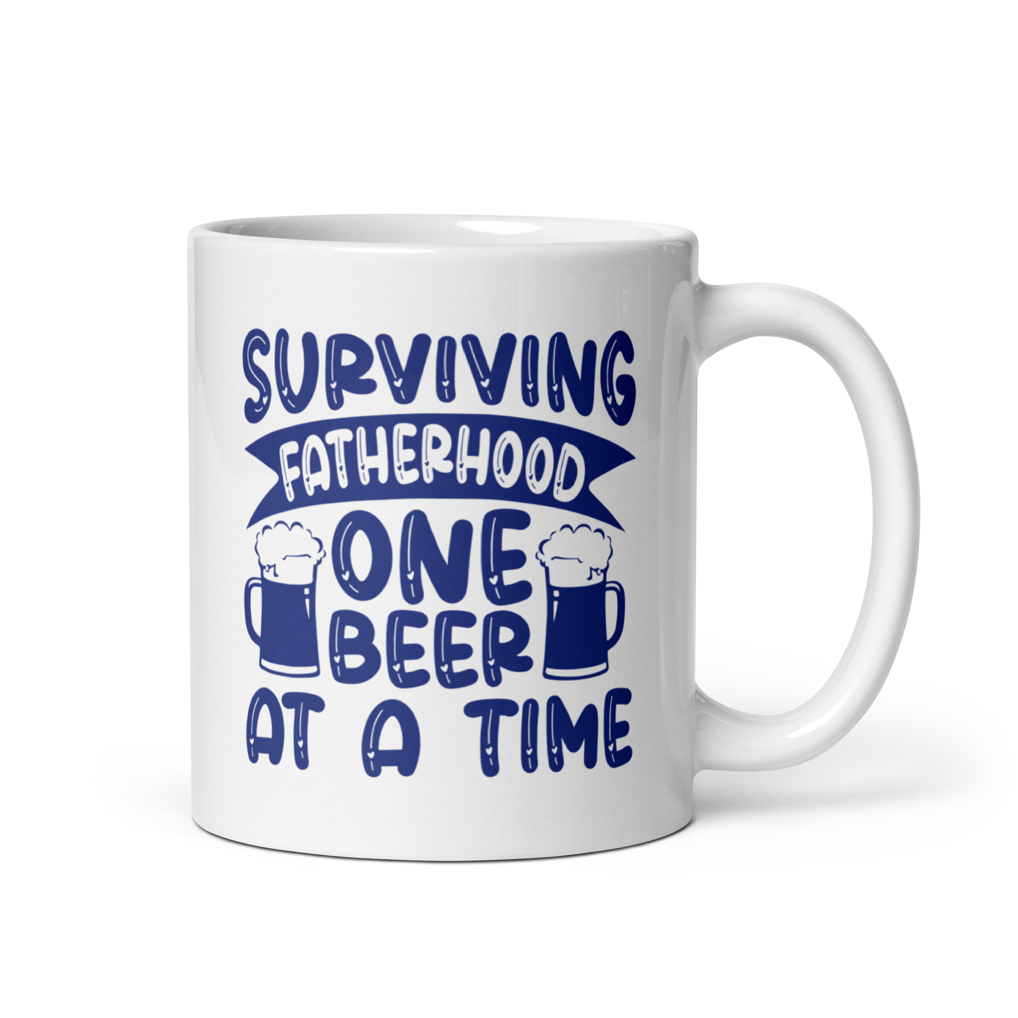 Surviving Fatherhood One Beer At A time White glossy mug