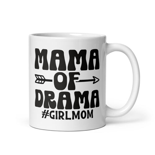 Mama of Drama White glossy mug