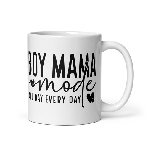 Boy Mama White glossy mug