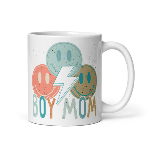 Boy Mom Smile Checker White glossy mug