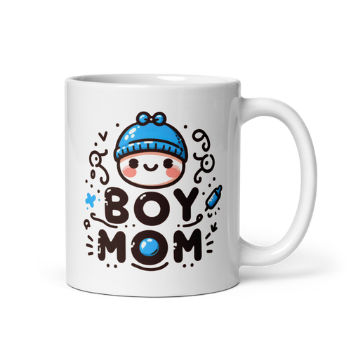 Boy Mom Clip Art2 White glossy mug