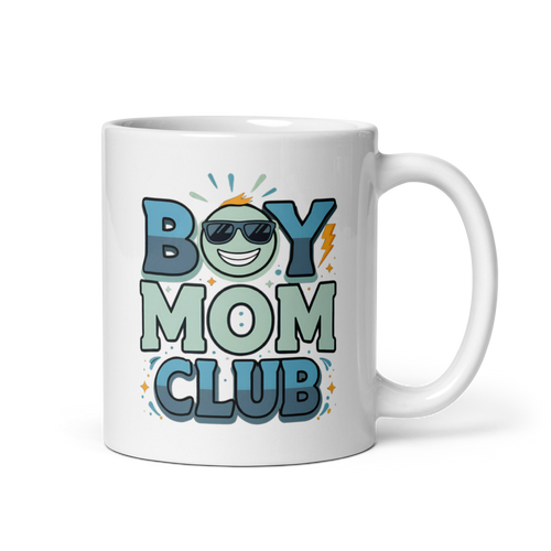 Boy Mom Club White glossy mug