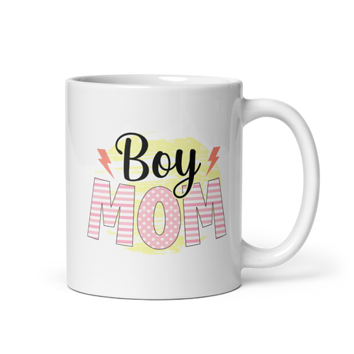 Boy Mom Sublimation White glossy mug