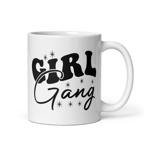 Girl Gang Retro White glossy mug