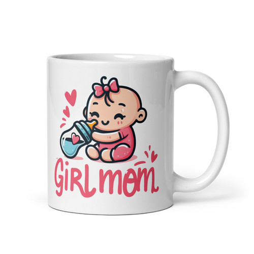 Girl Mom Clip Art 3 White glossy mug