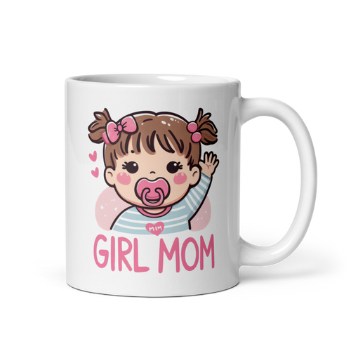 Girl Mom Clip Art 5 White glossy mug