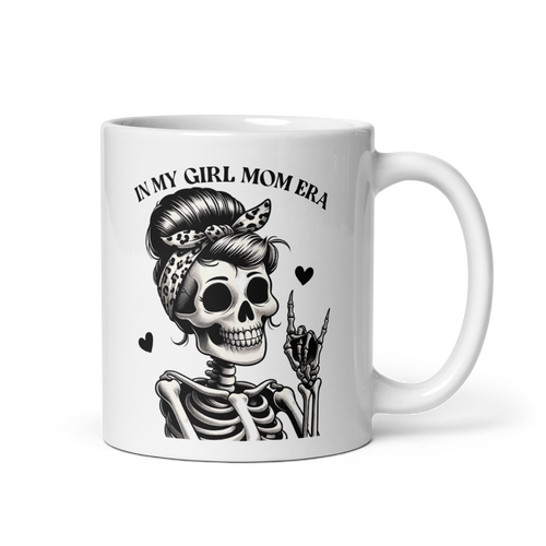 Girl Mom Era Mother Skeleton White glossy mug