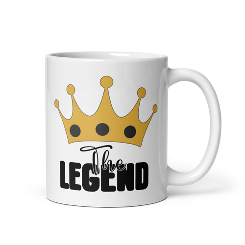 Golden Crown of The Legend White glossy mug