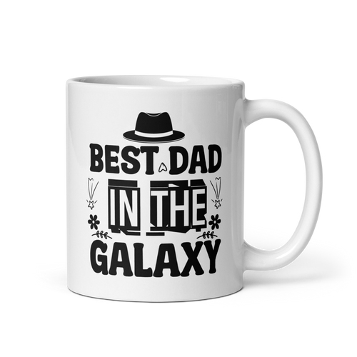 Best Dad In The Galaxy White glossy mug