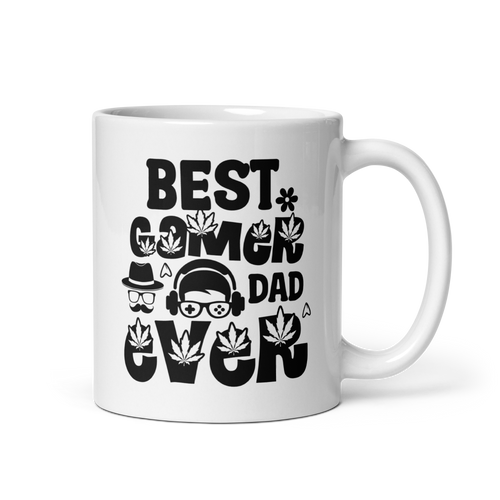 Best Gamer Dad Ever White glossy mug