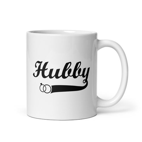 Hubby Wifey White glossy mug