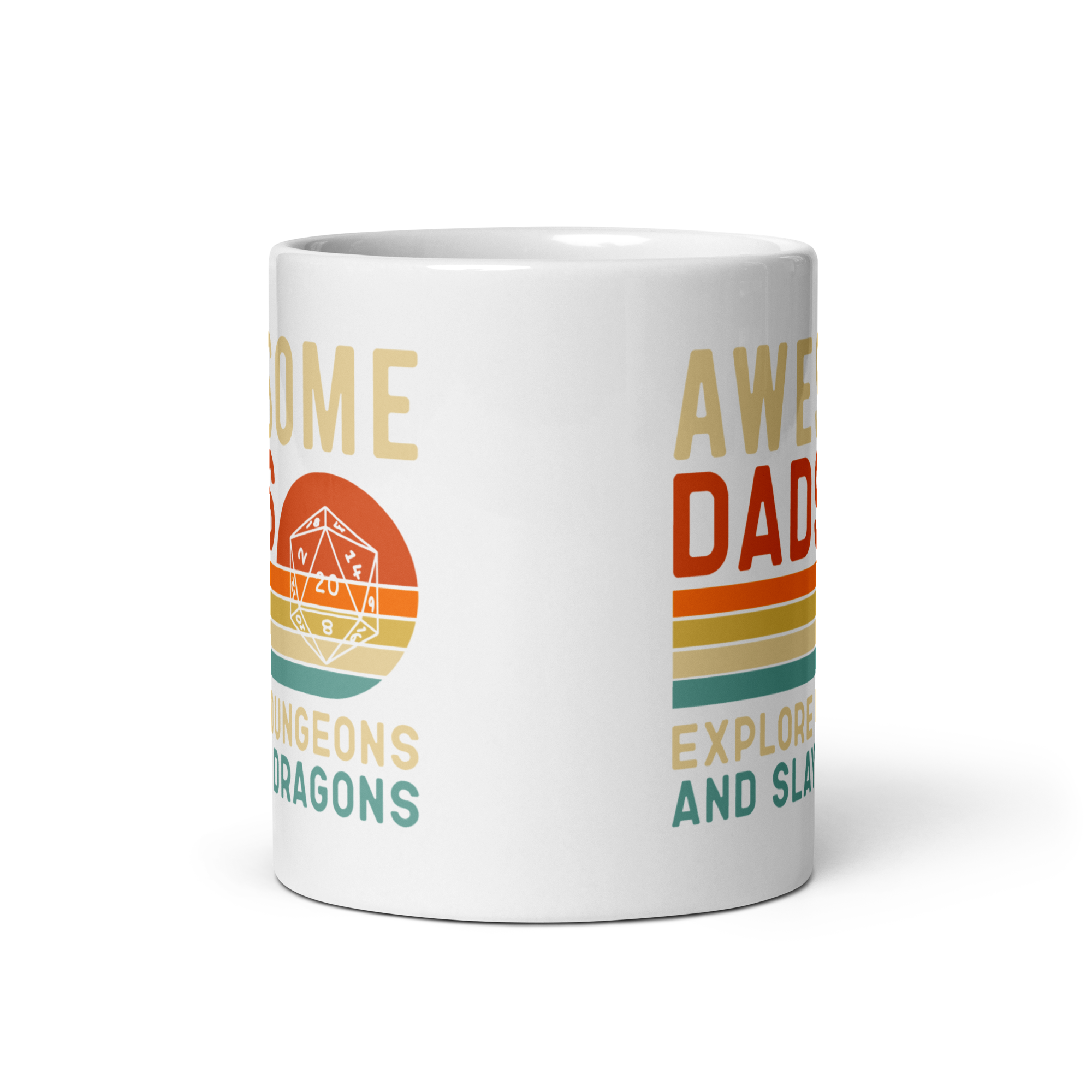 Awesome Dads Explore Dungeons And Slay Dragons White glossy mug