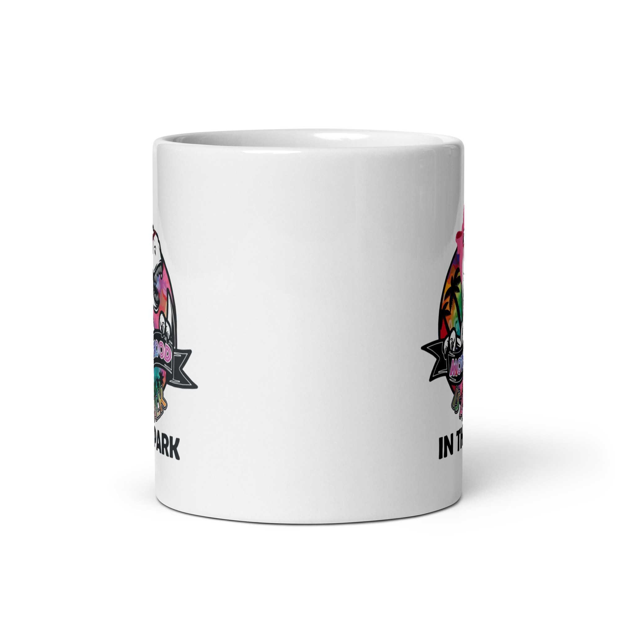 Motherhood Is A Walk In The Park White glossy mug