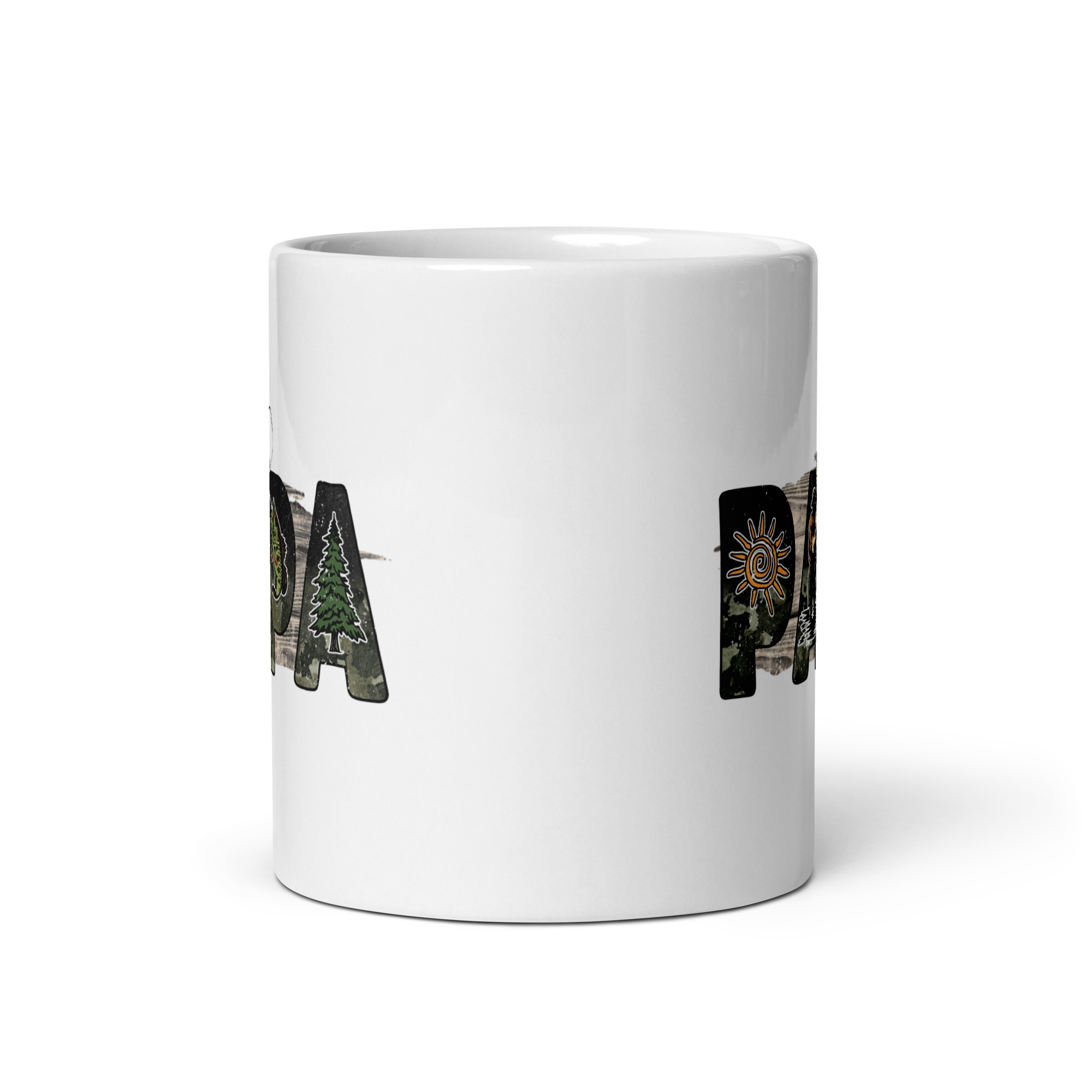 Papa Fishing Dad White glossy mug