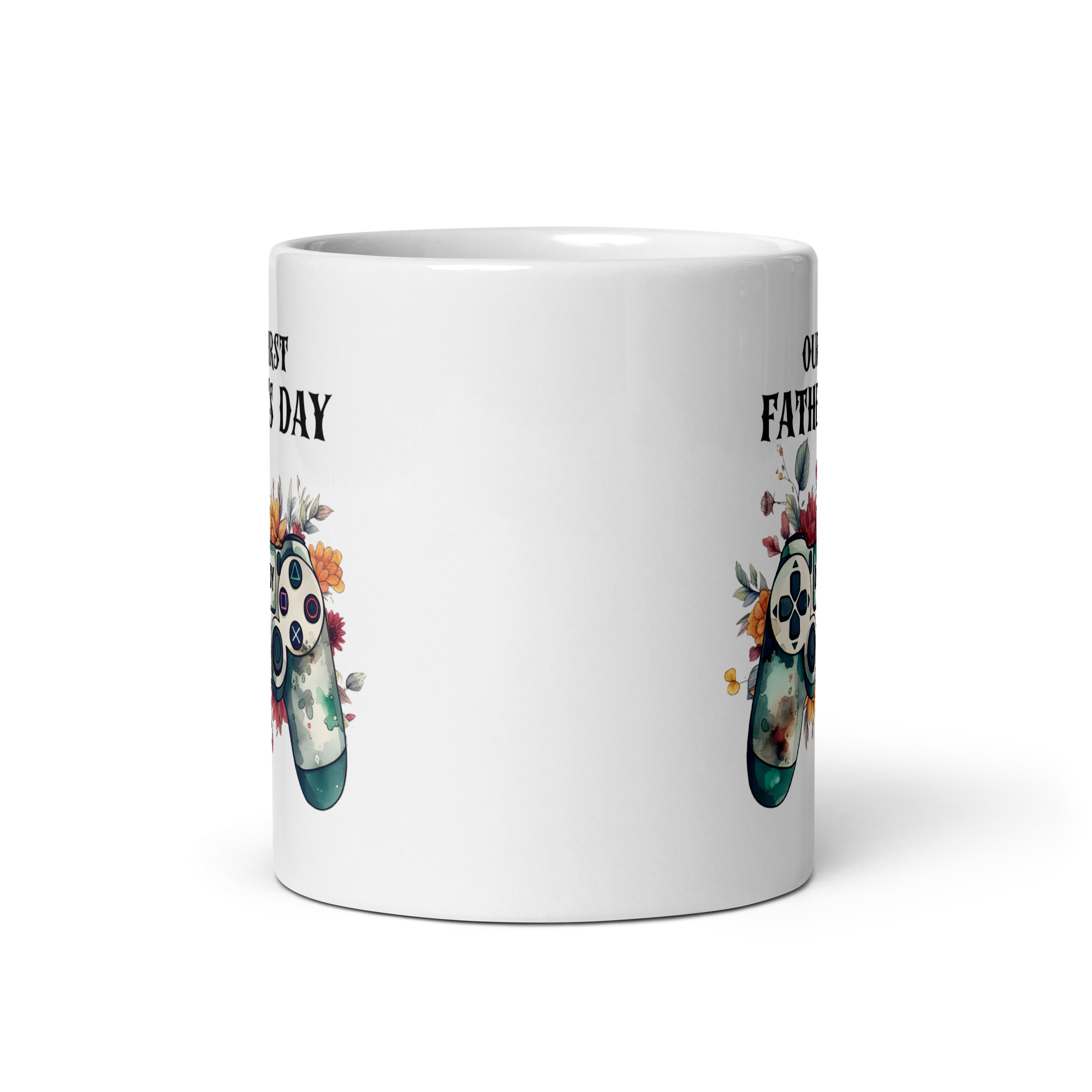 Our First Father's Day White glossy mug