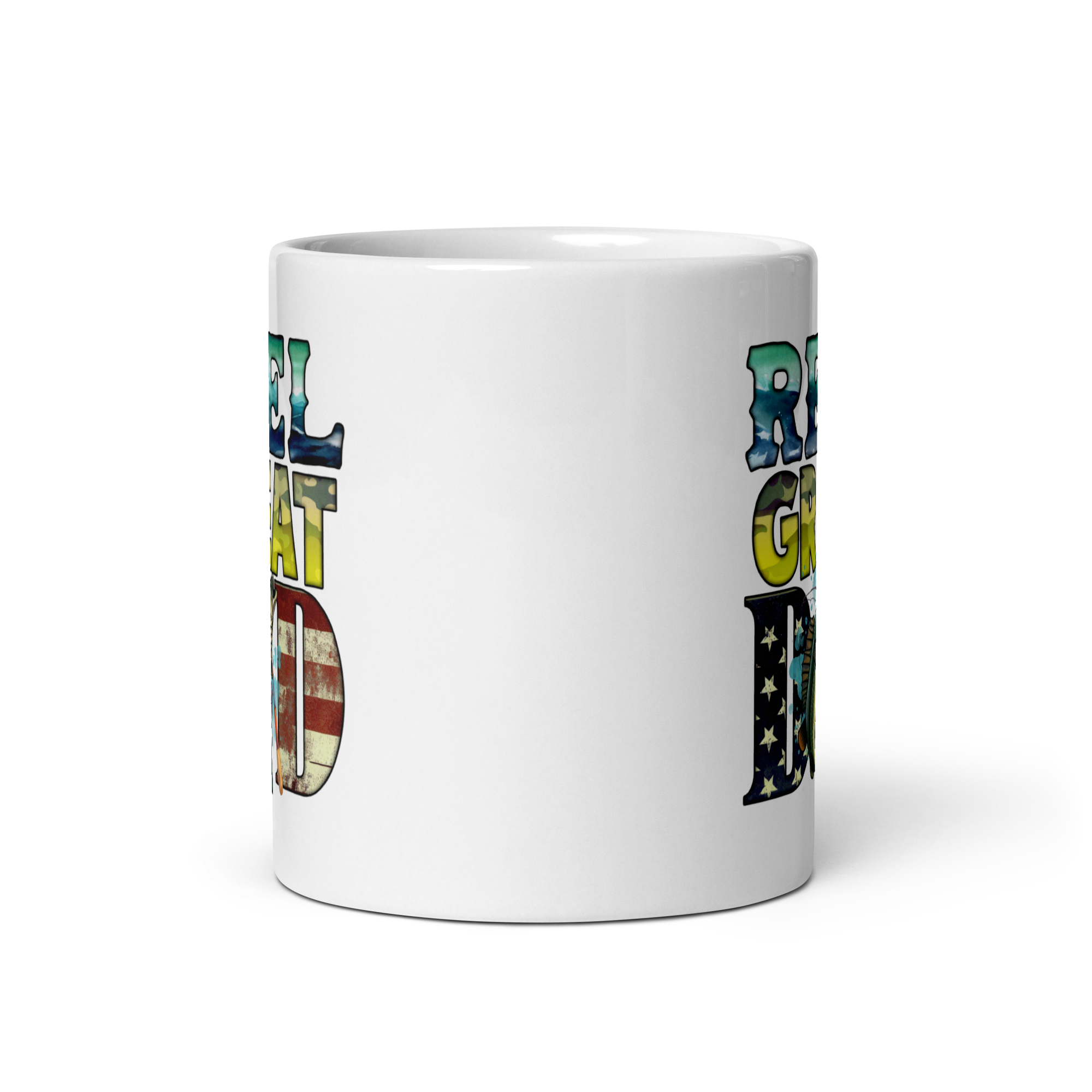 Reel Great Dad White glossy mug