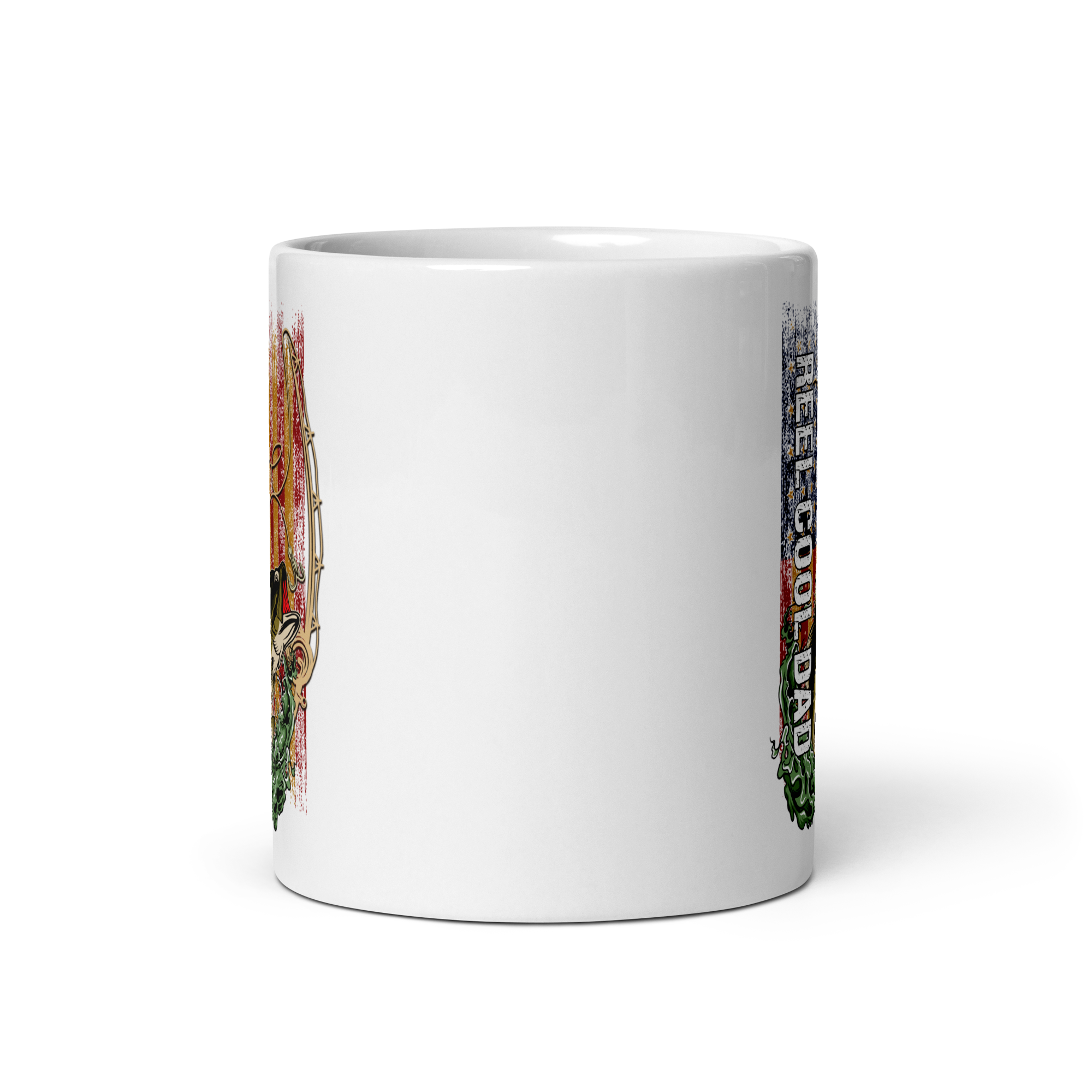 Reel Cool Dad White glossy mug