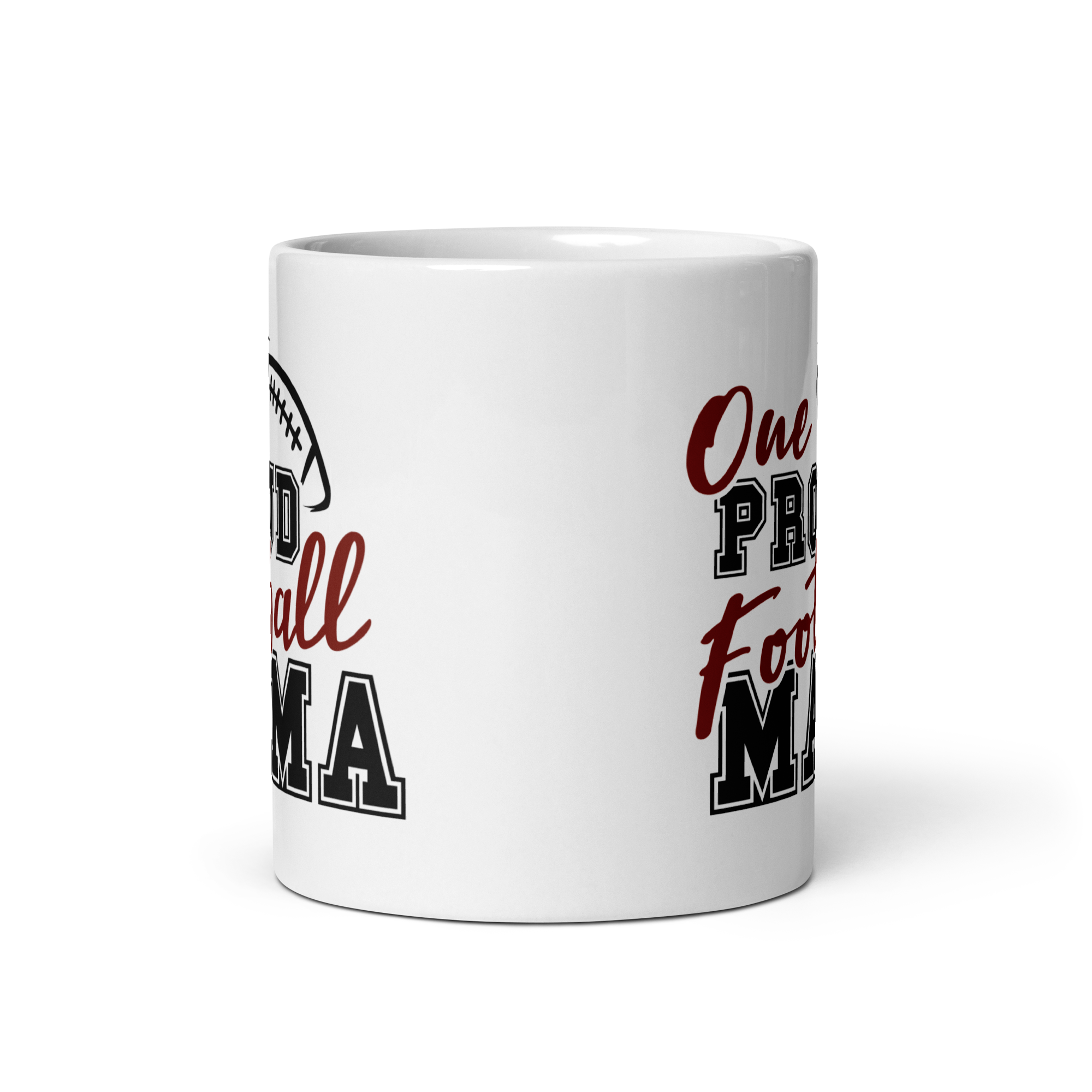 One Proud Football Mama White glossy mug