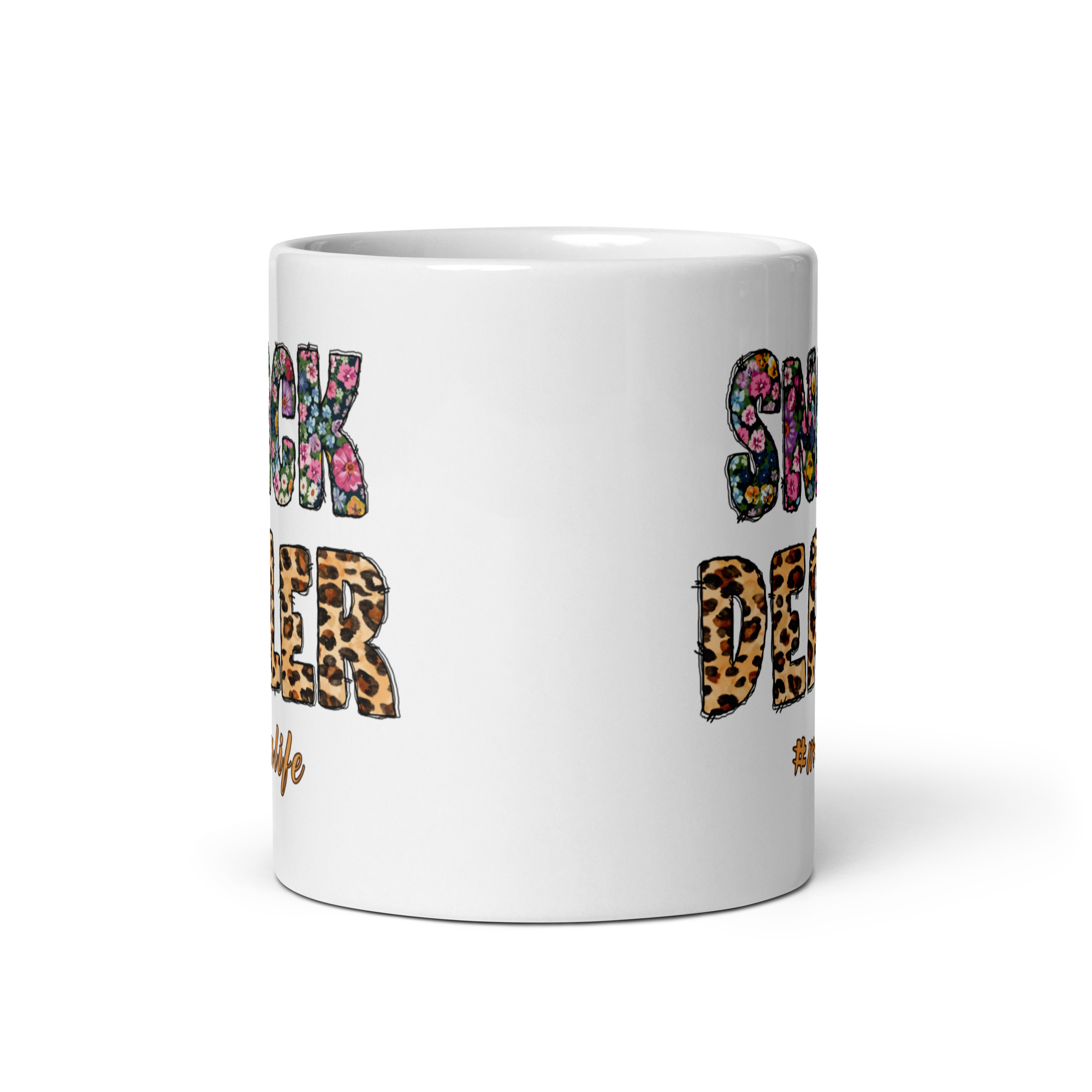 Snack Dealer #Momlife White glossy mug