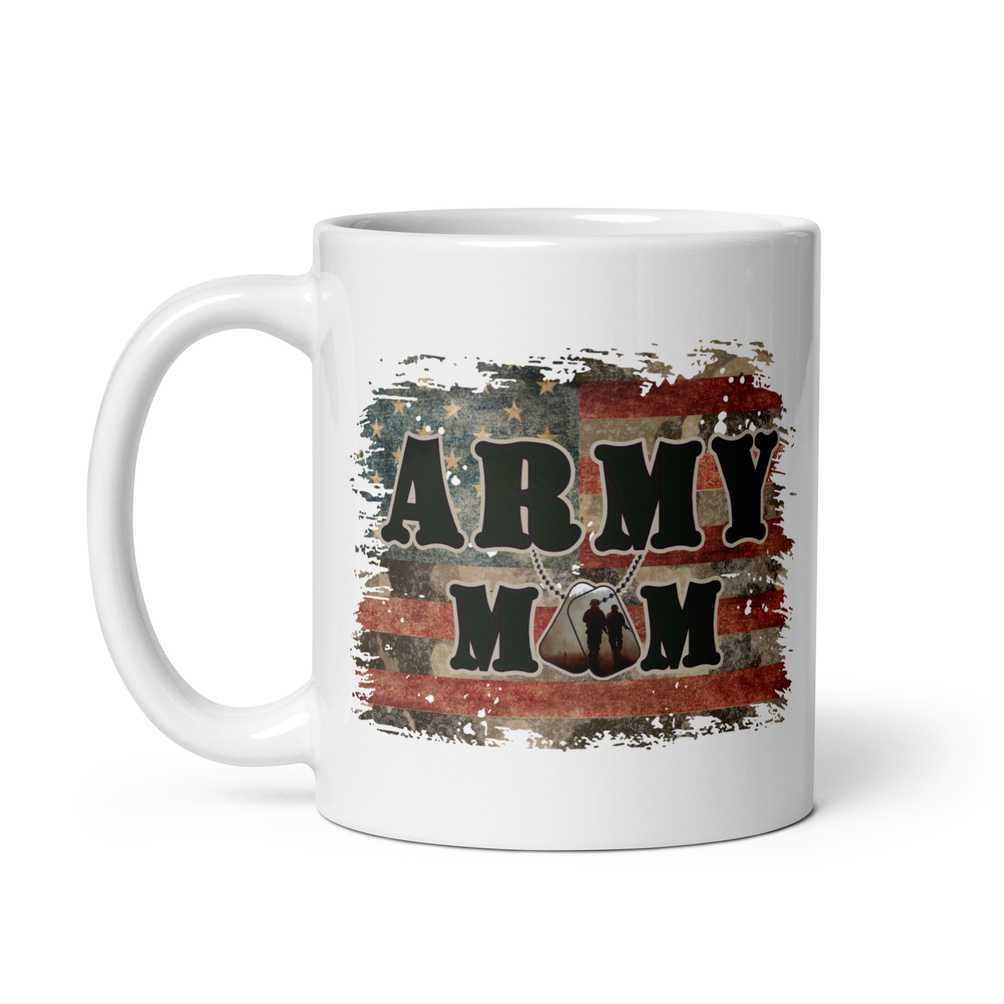 Army Mom White glossy mug