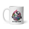 Motherhood Is A Walk In The Park White glossy mug