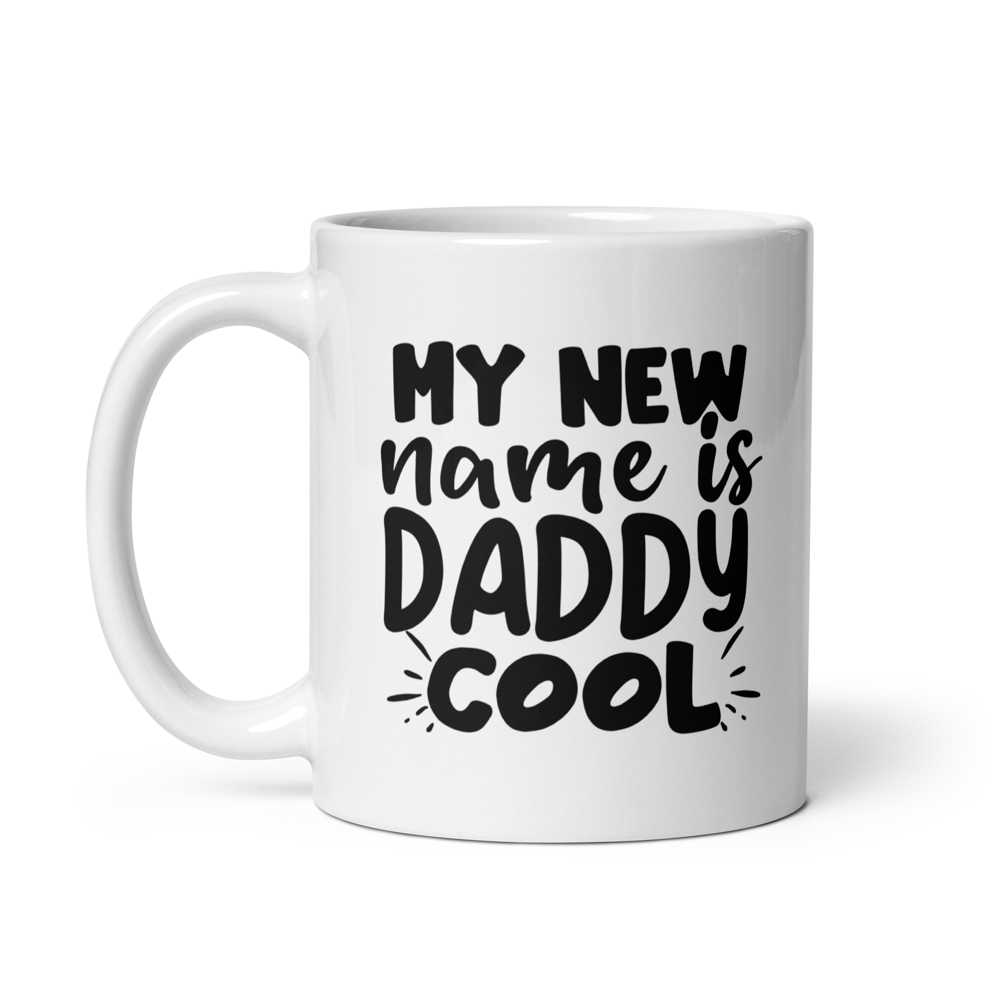 My New Name Is Daddy Cool White glossy mug