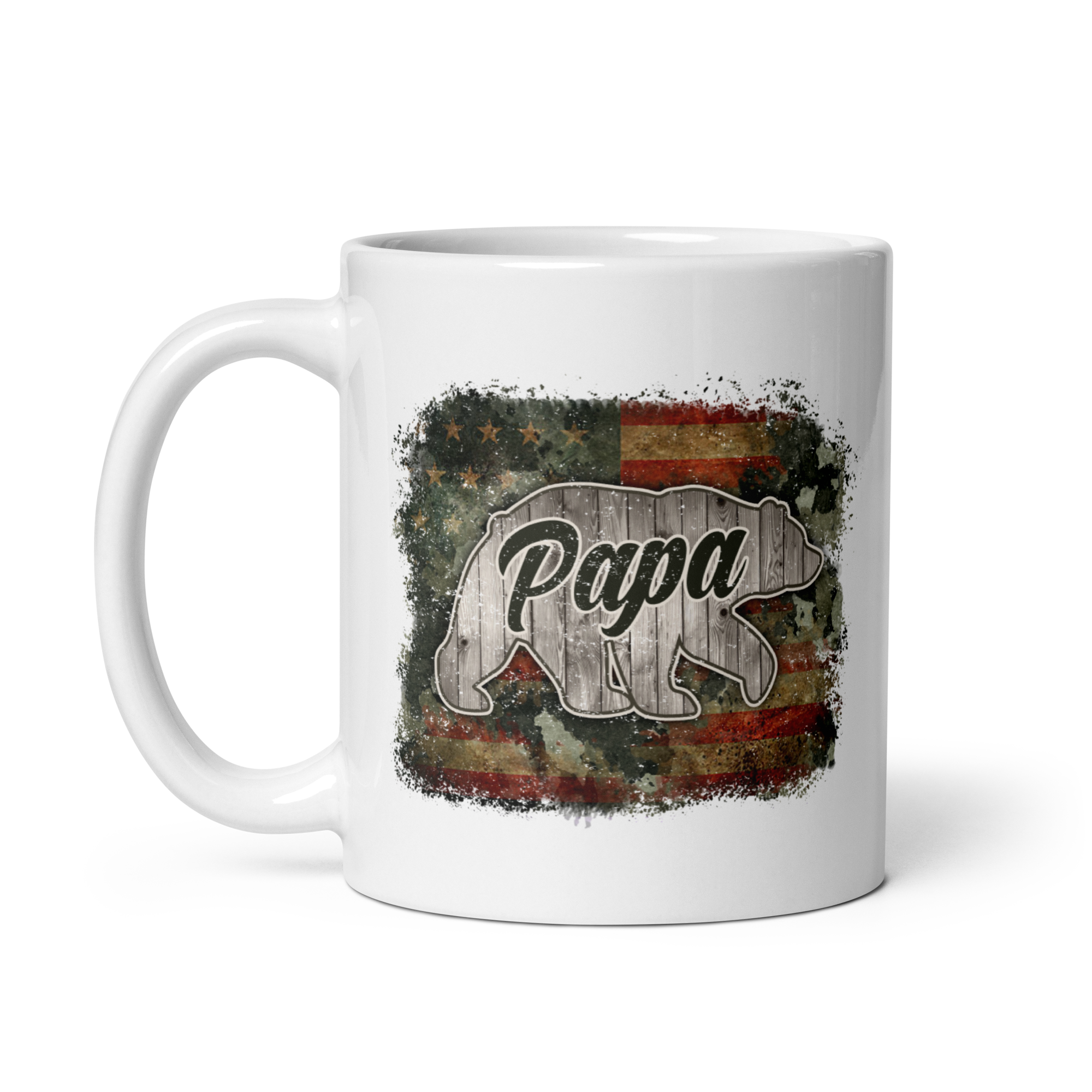 Papa Bear White glossy mug