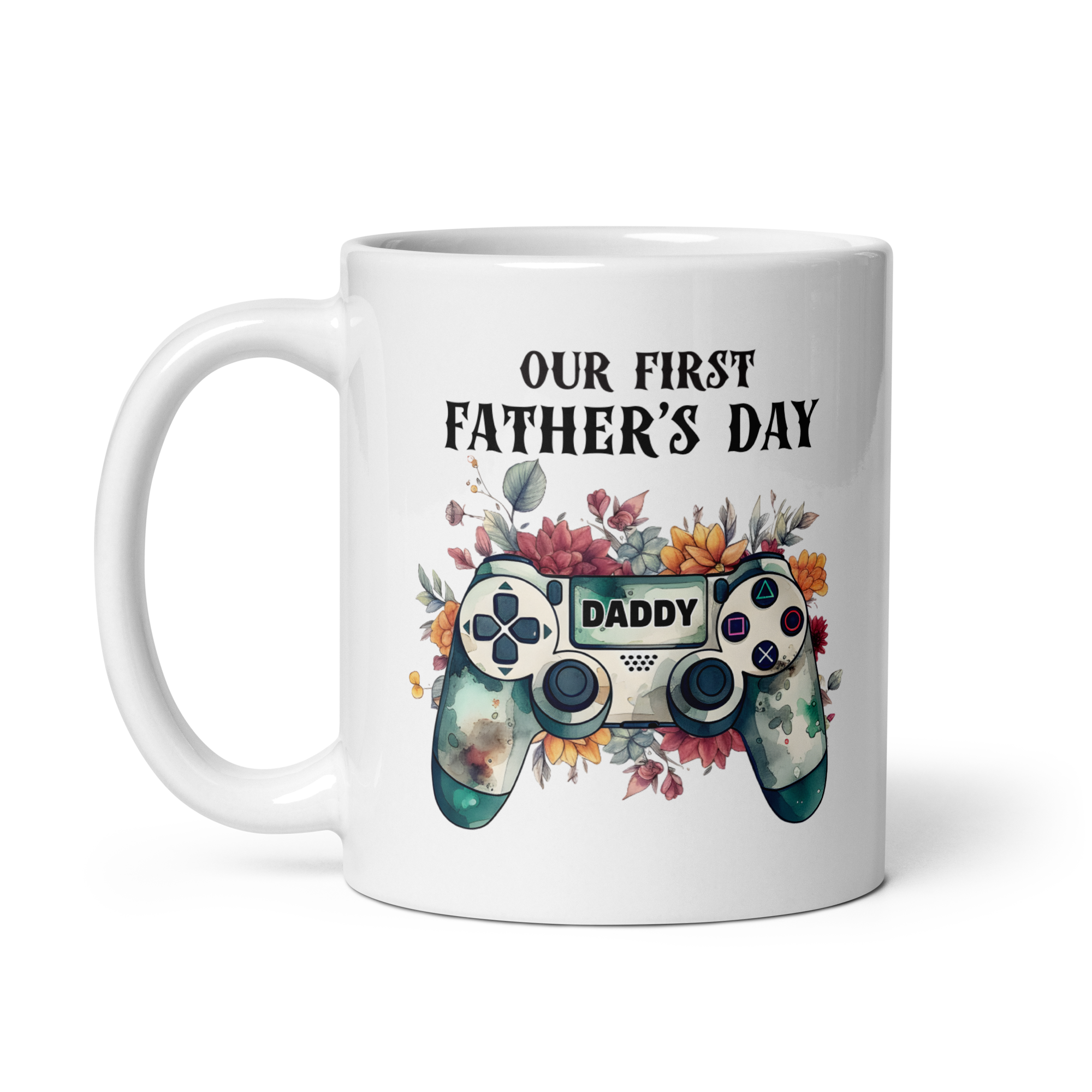 Our First Father's Day White glossy mug