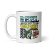 Reel Great Dad White glossy mug