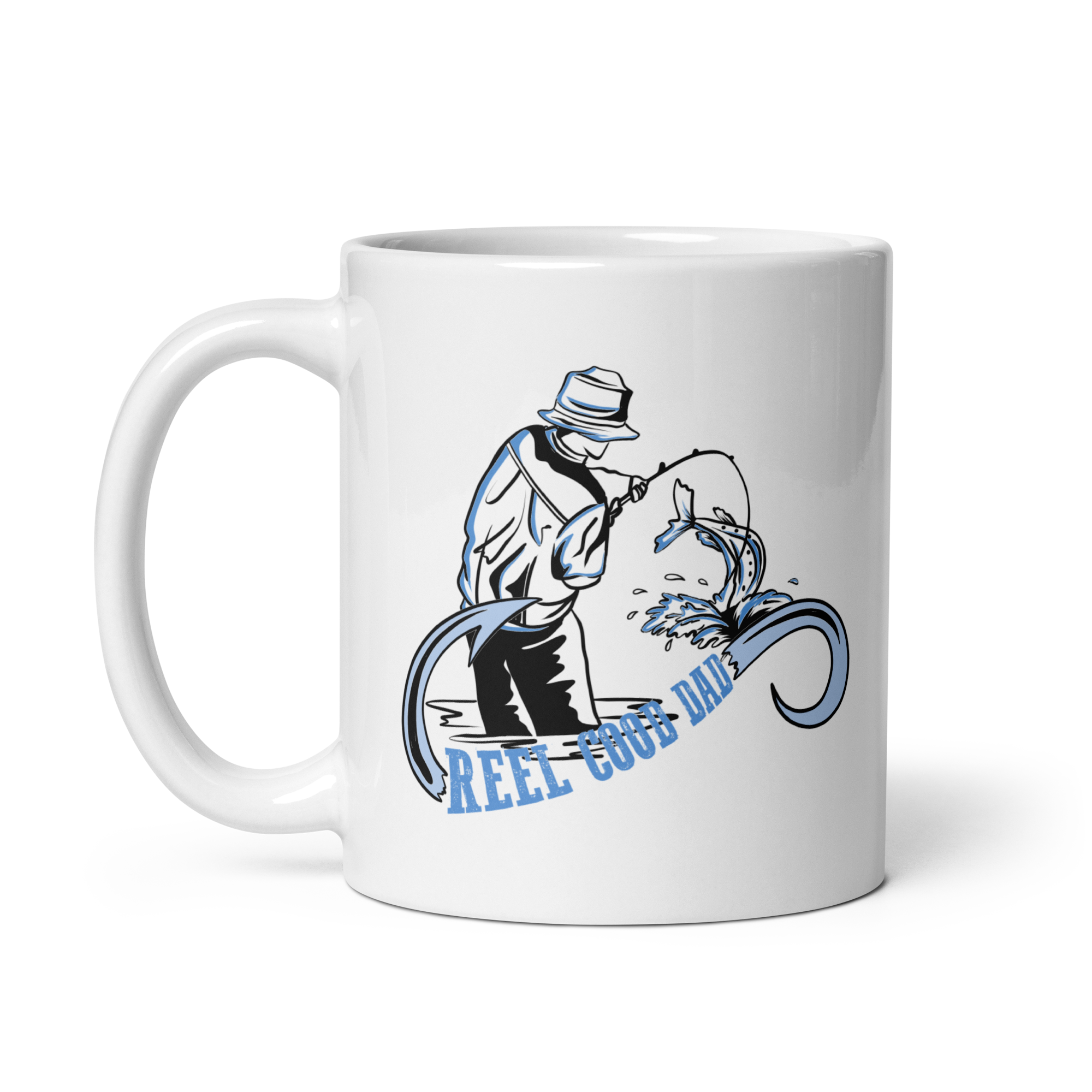 Reel Cool Dad White glossy mug