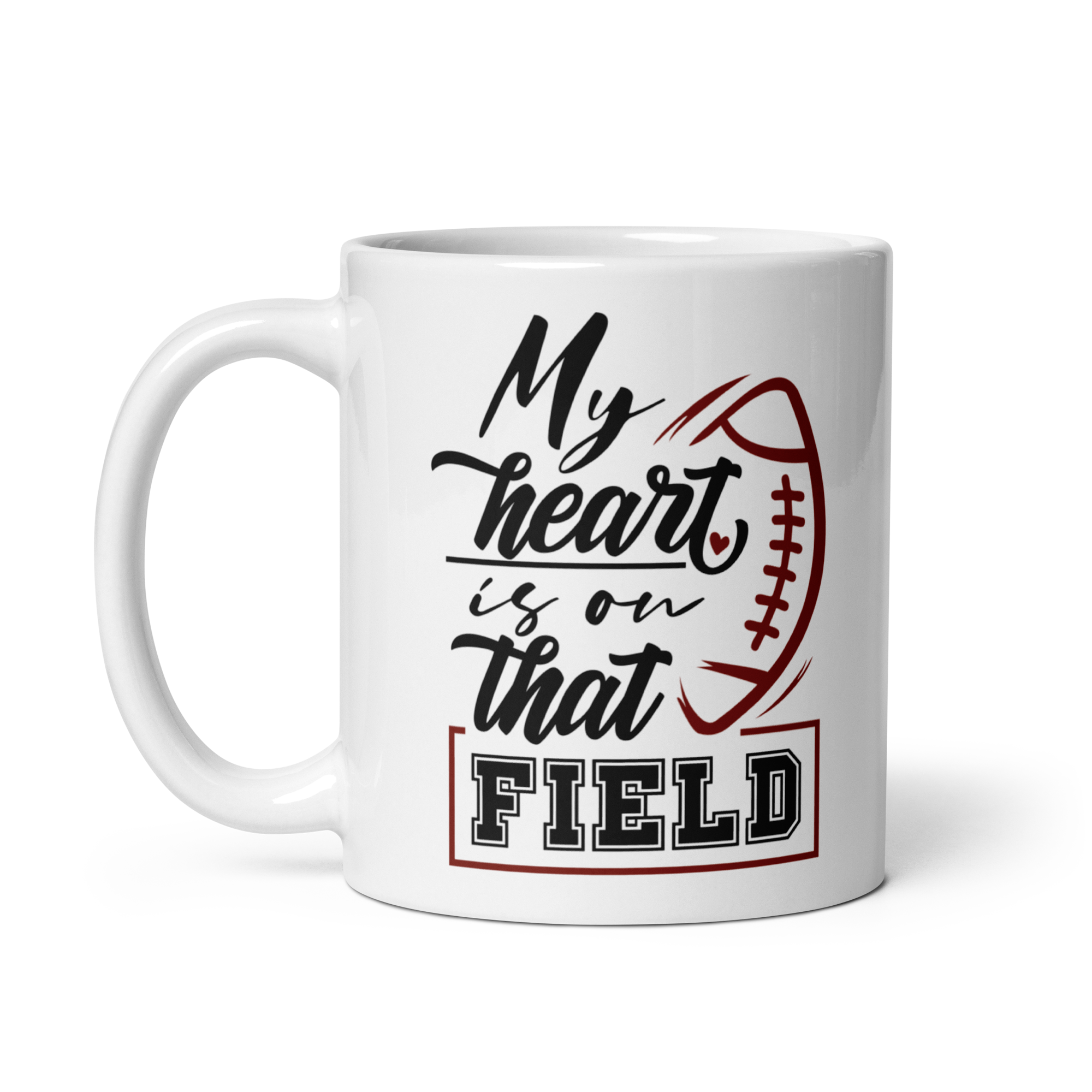 My Heart Is On That Field White glossy mug