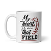 My Heart Is On That Field White glossy mug