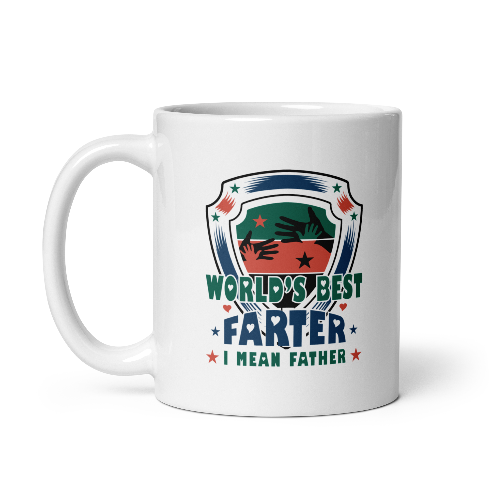 World's Best Farter I Mean Father White glossy mug