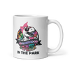 Motherhood Is A Walk In The Park White glossy mug