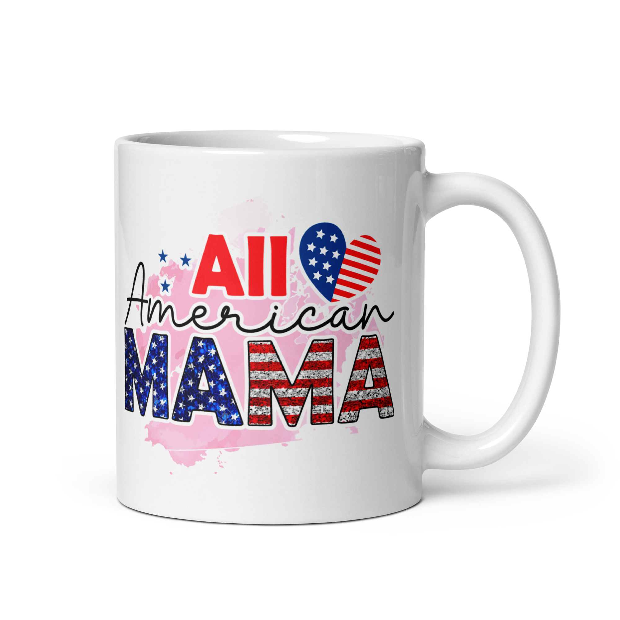 All American Mama White glossy mug