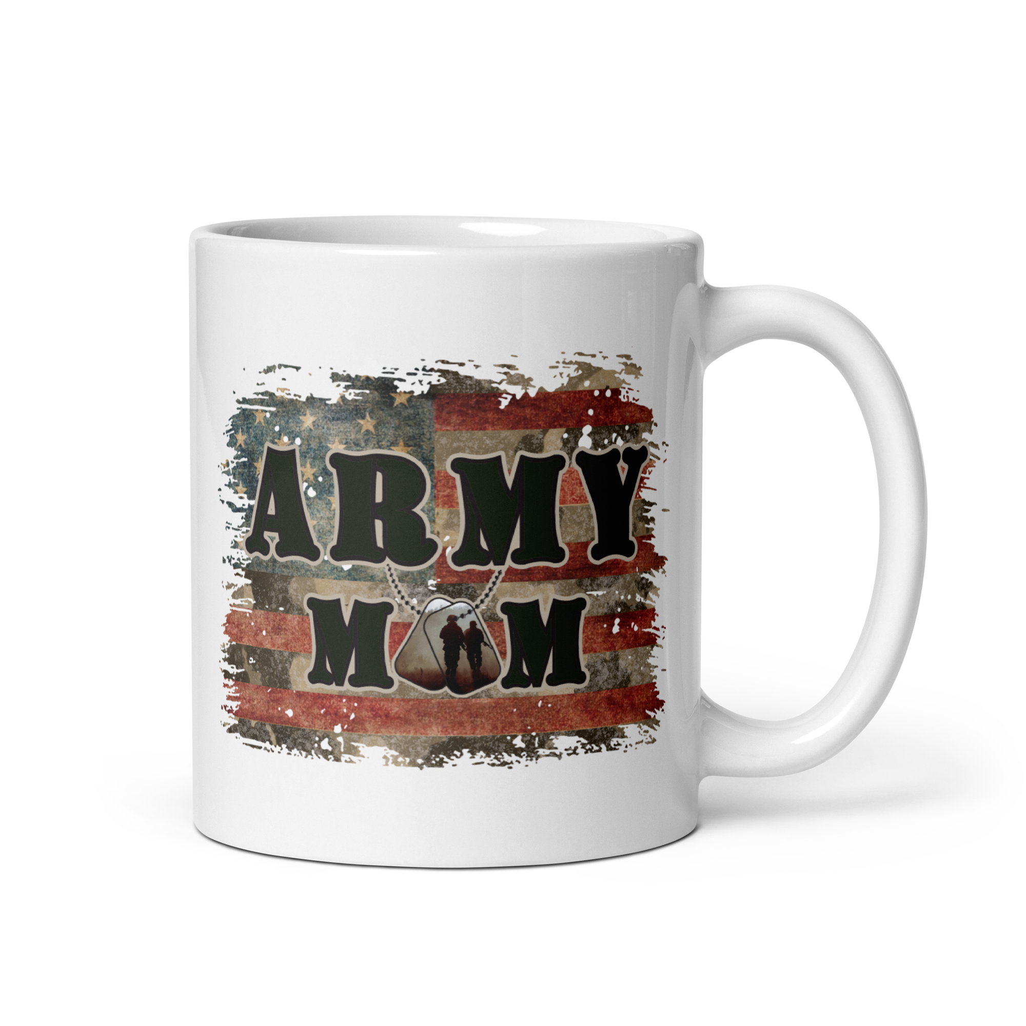 Army Mom White glossy mug