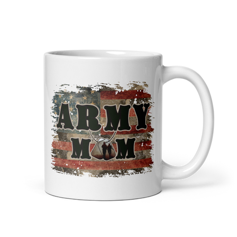 Army Mom White glossy mug