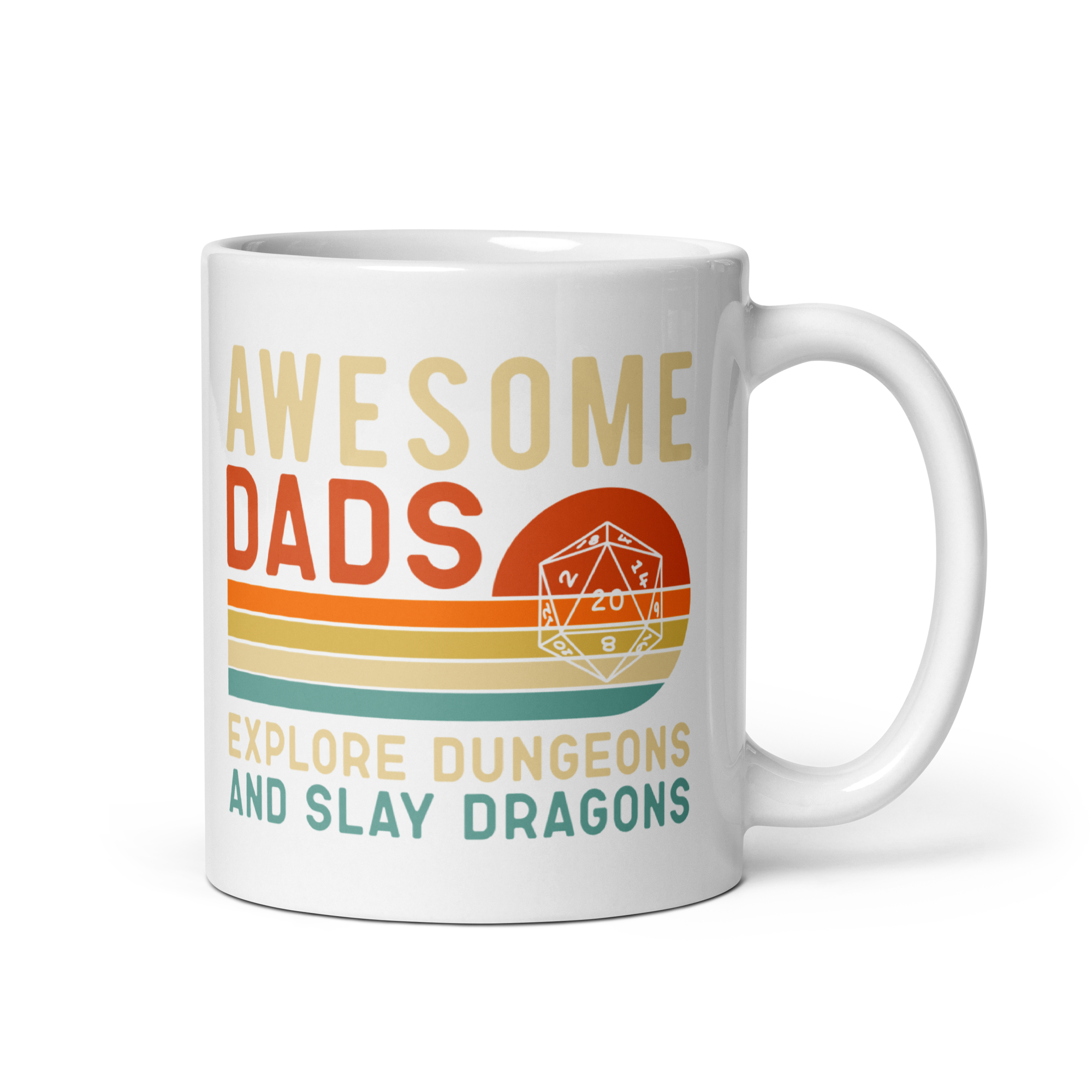 Awesome Dads Explore Dungeons And Slay Dragons White glossy mug