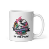 Motherhood Is A Walk In The Park White glossy mug