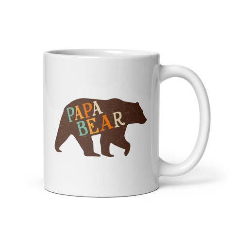 Papa Bear White glossy mug