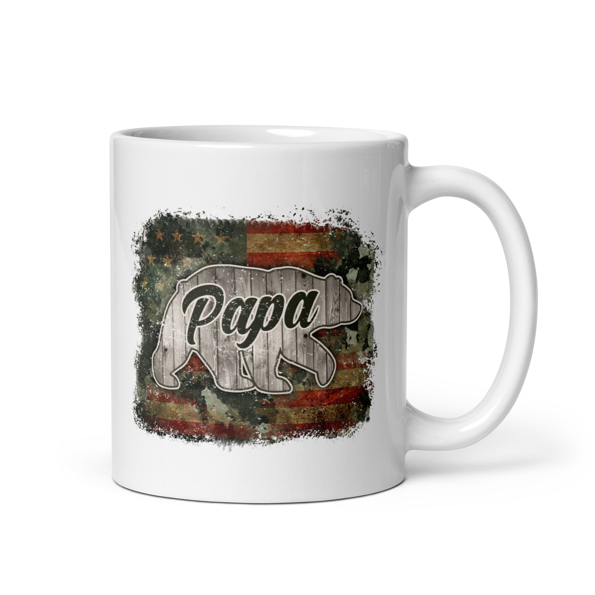 Papa Bear White glossy mug