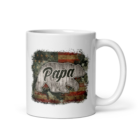 Papa Bear White glossy mug